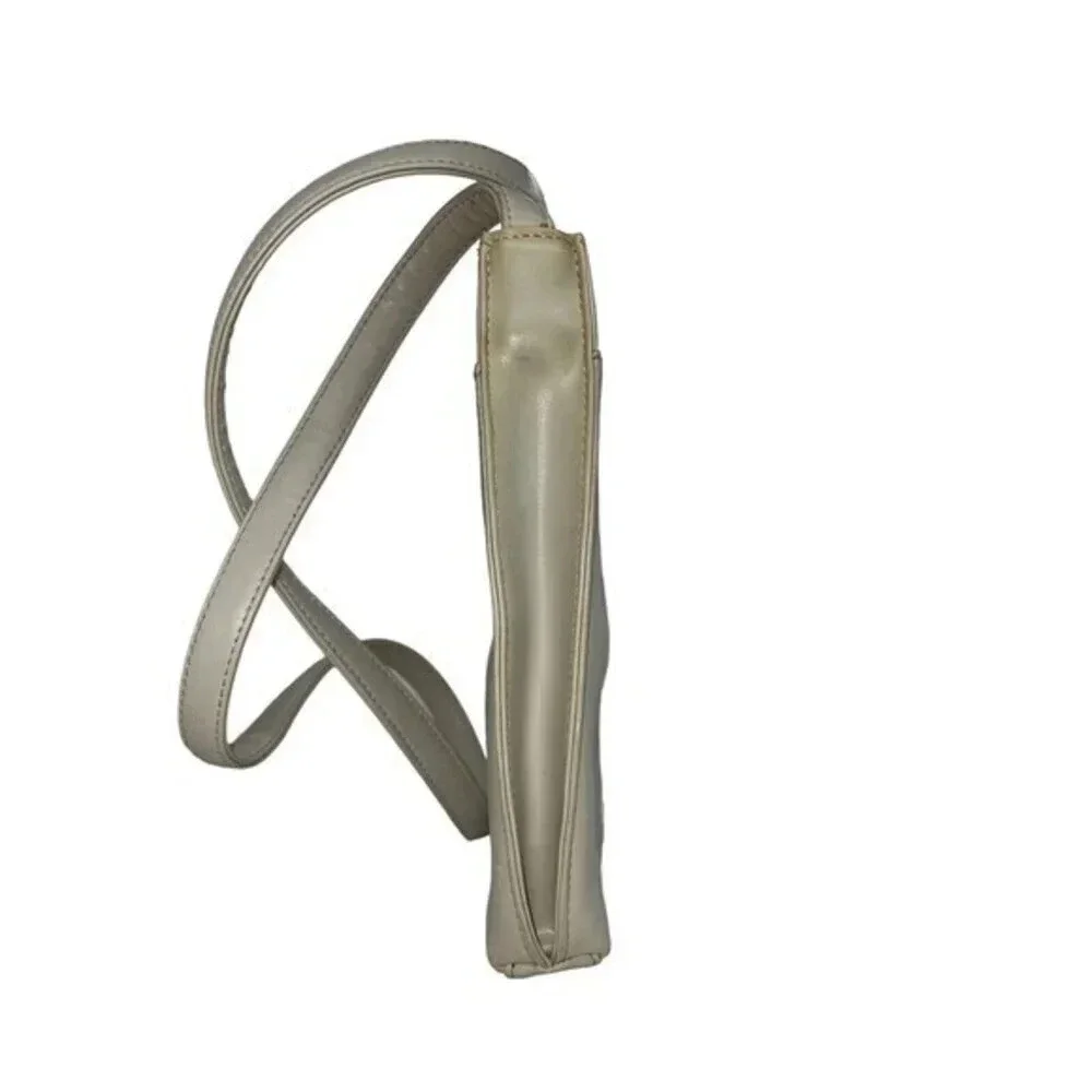 Jones New York Vintage Leather Shoulder Bag Slim Purse Bone​​​‎